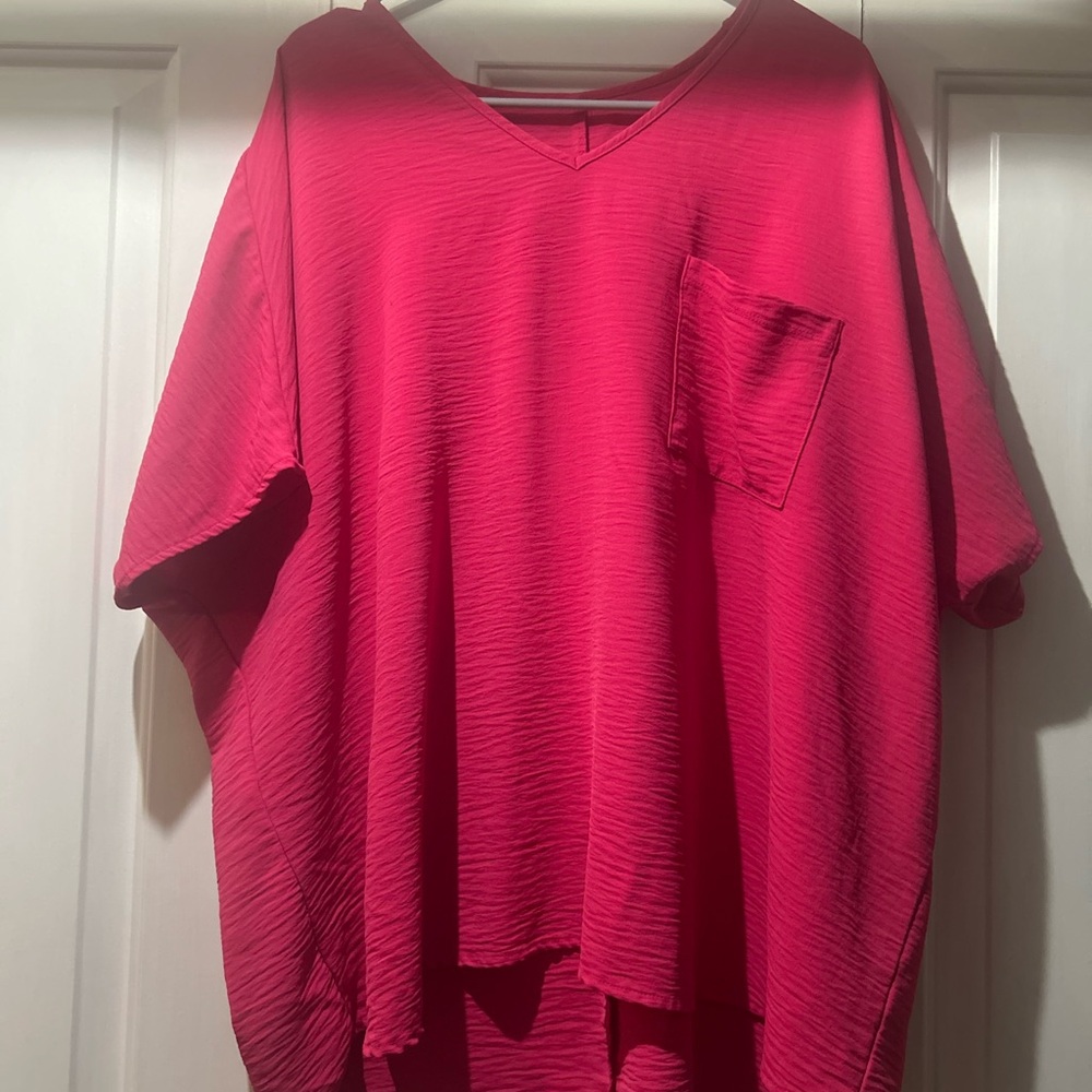 Vibrant Pink V-Neck Top
